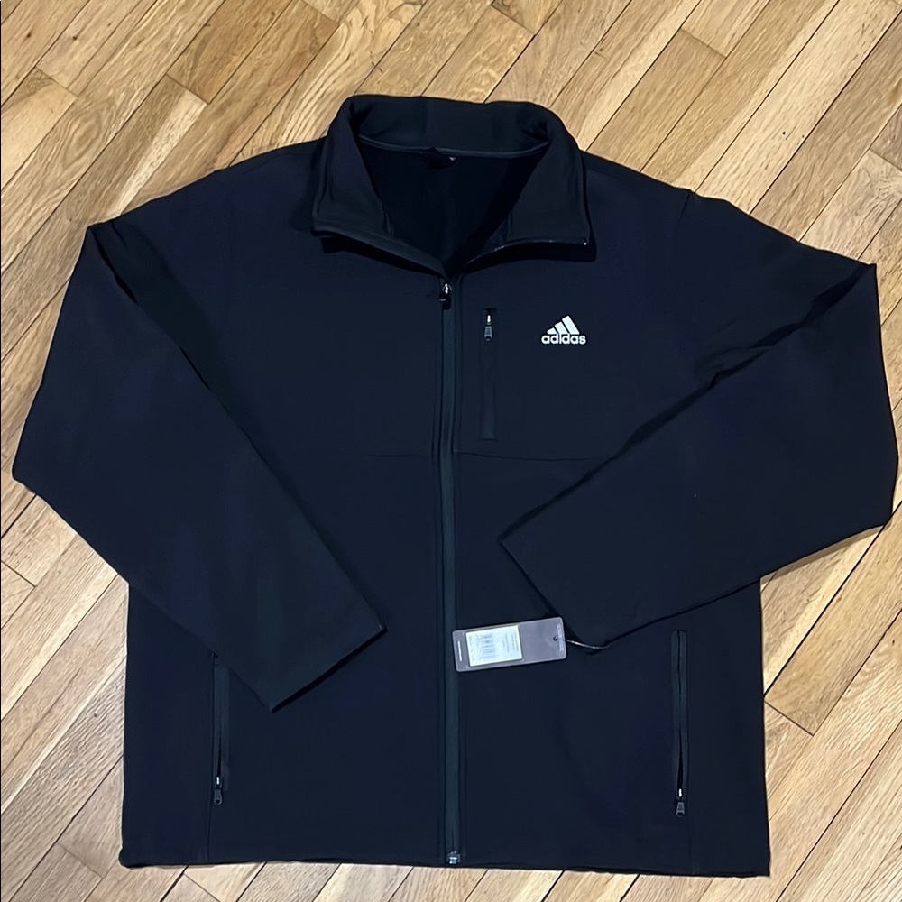 Adidas Black Performance Jacket Full-Zip Stand-Up… - image 1